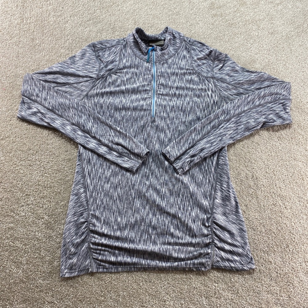 Athleta Top Womens Small Grey Space Dye Long Sleeve Quarter Zip Pullover